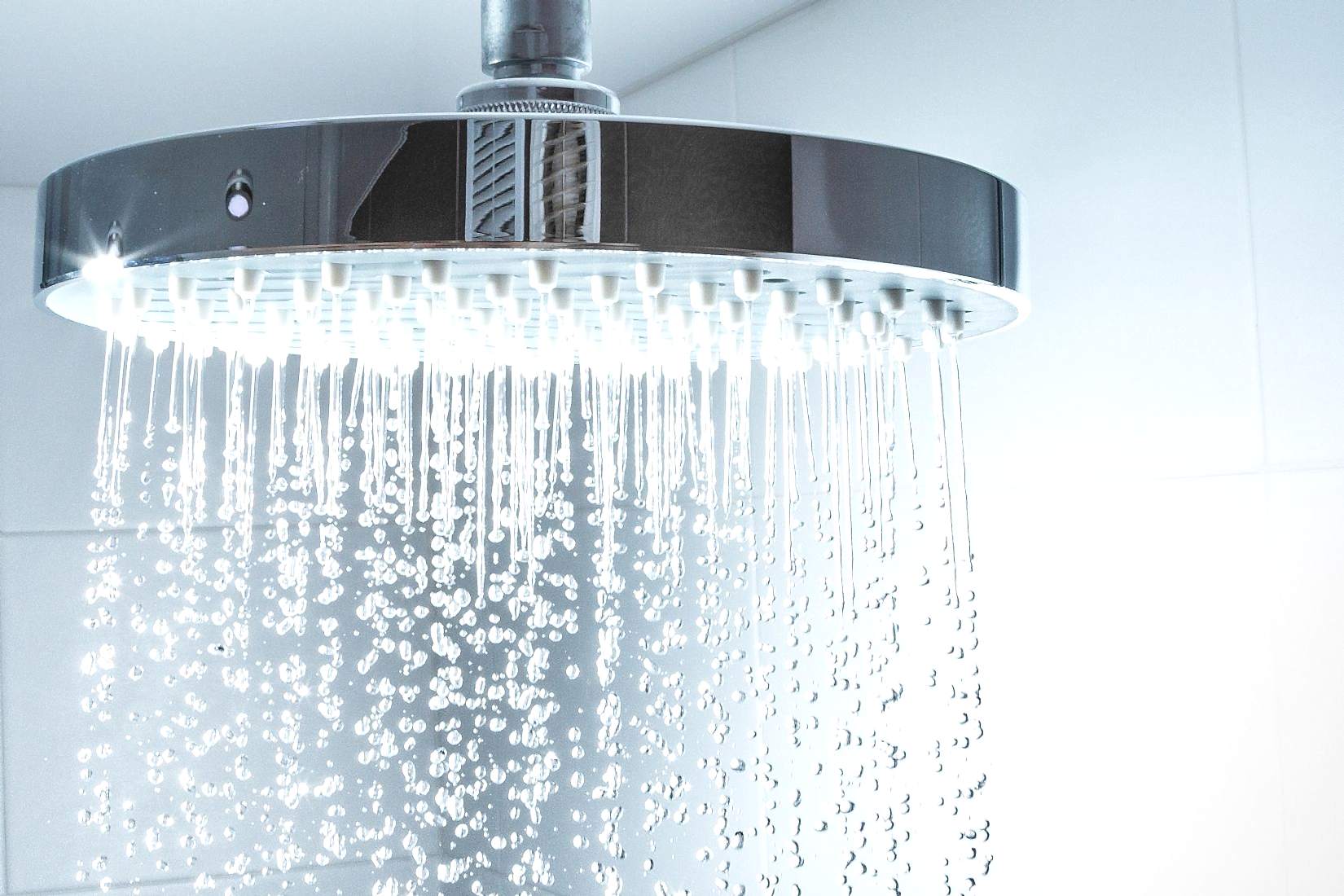 shower head with water on